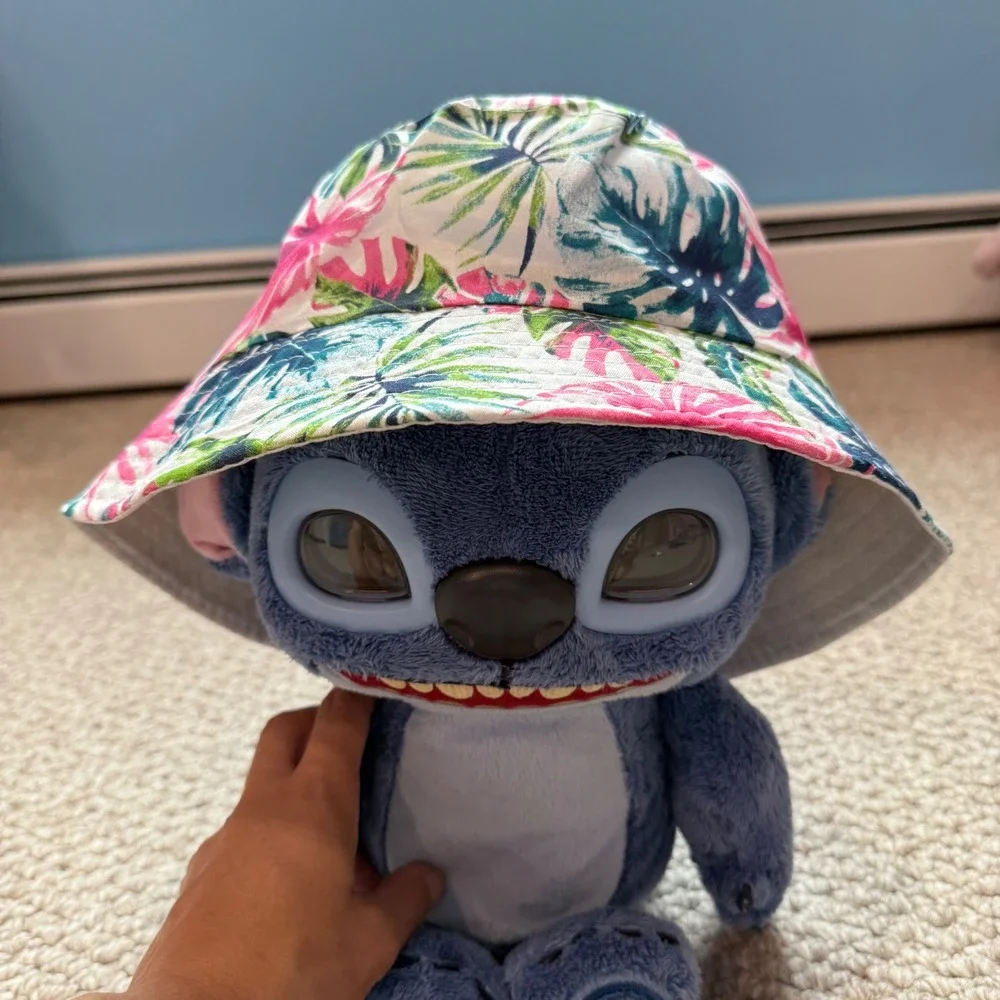 Kids Tropical Leaf Print Bucket Hat Pink Green Blue‎ White Sun Hat OSFM